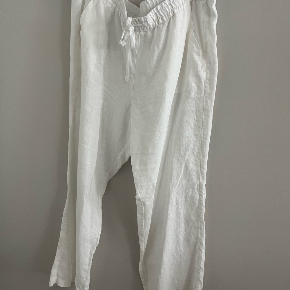 Tommy Bahama Crisp White Wide Leg Linen Pants